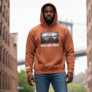 NWT HSTRY by NAS Brown Graphic Hoodie Sweatshirt “We All God’s Children” Size 2X